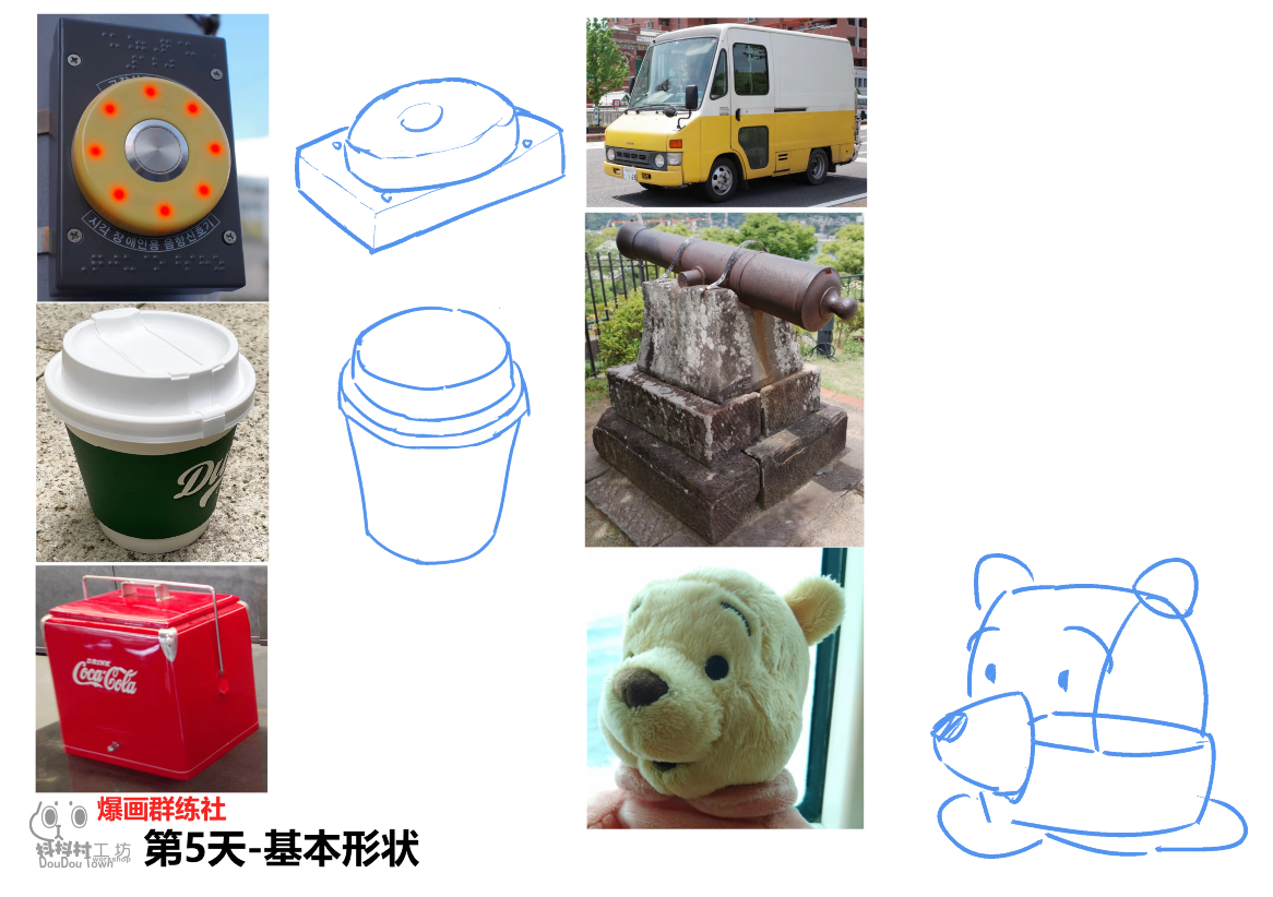 根据实物照片概括基本形状的练习