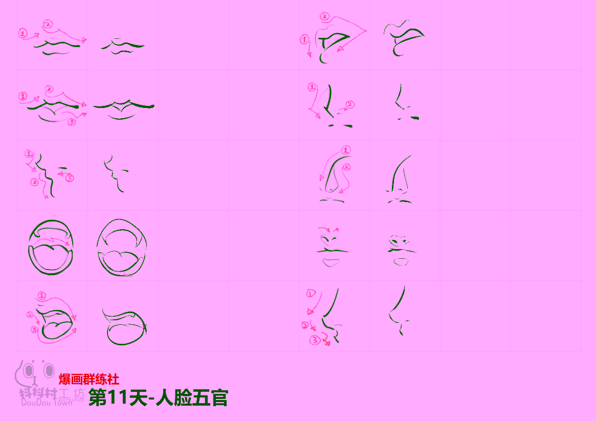 嘴巴与鼻子临摹练习
