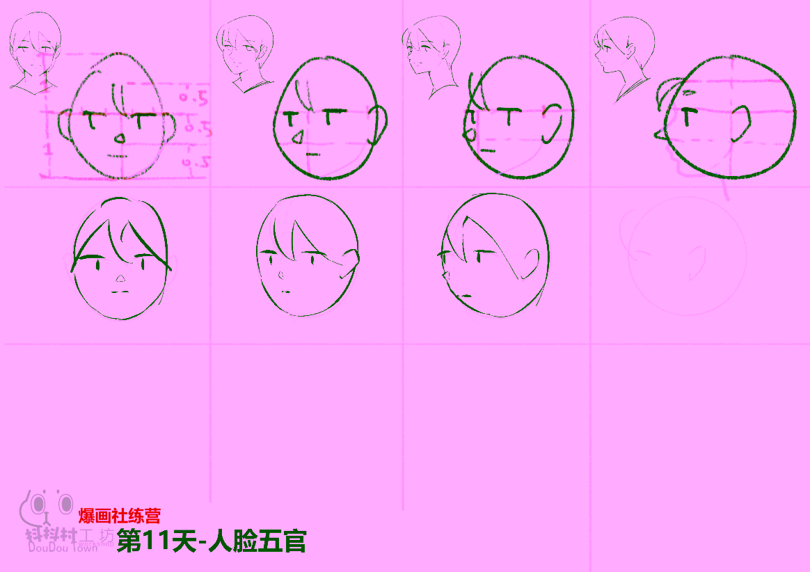 不同角度的人脸草图
